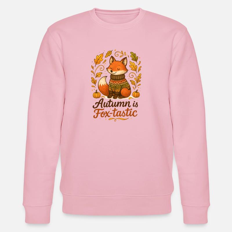 Renard automnal avec pull et citrouilles - Sweat bio CHANGER Stanley/Stella Unisexe - rose pâle