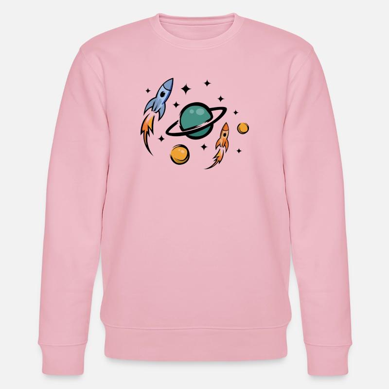 Retro Future Raketen & Planeten Collage - Stanley/Stella Unisex Bio-Sweatshirt CHANGER  - Hellrosa