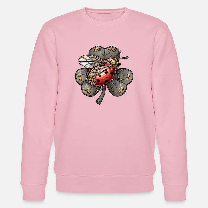 Steampunk Marienkäfer auf Kleeblatt - Stanley/Stella Unisex Bio-Sweatshirt CHANGER - Hellrosa