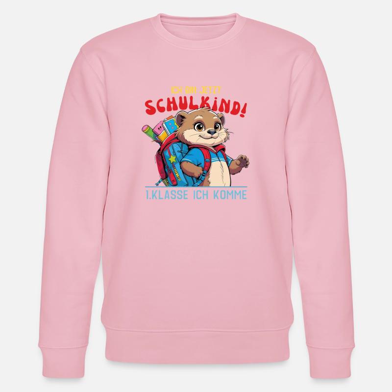 Schulanfang Otter mit Schulrucksack - Stanley/Stella Unisex Bio-Sweatshirt CHANGER  - Hellrosa