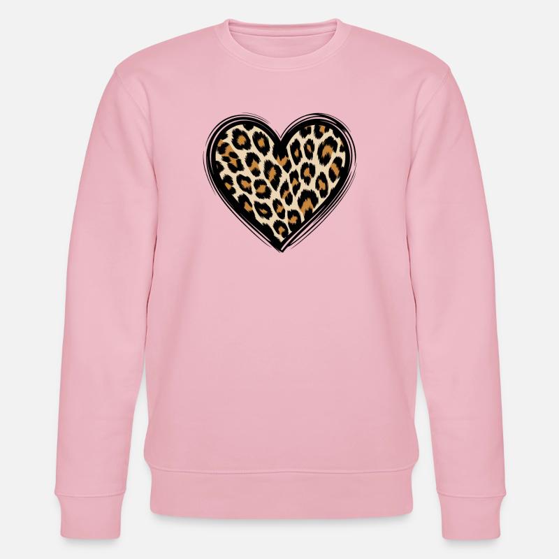 Leopard Herzmuster mit Animal-Print - Stanley/Stella Unisex Bio-Sweatshirt CHANGER  - Hellrosa
