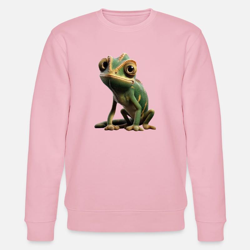 Chameleon Lizard Reptile Chameleon Iguana Lizard - Stanley/Stella CHANGER Unisex Organic Sweatshirt - cotton pink