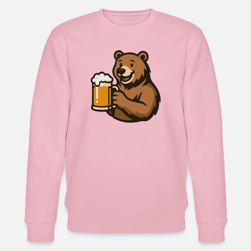 Bär mit Bierglas Illustration - Stanley/Stella Unisex Bio-Sweatshirt CHANGER  - Hellrosa