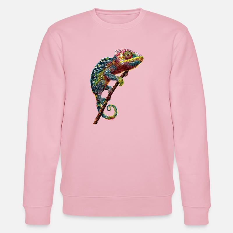 Chamäleon Echse Reptil Chameleon Leguan Eidechse - Stanley/Stella Unisex Bio-Sweatshirt CHANGER  - Hellrosa