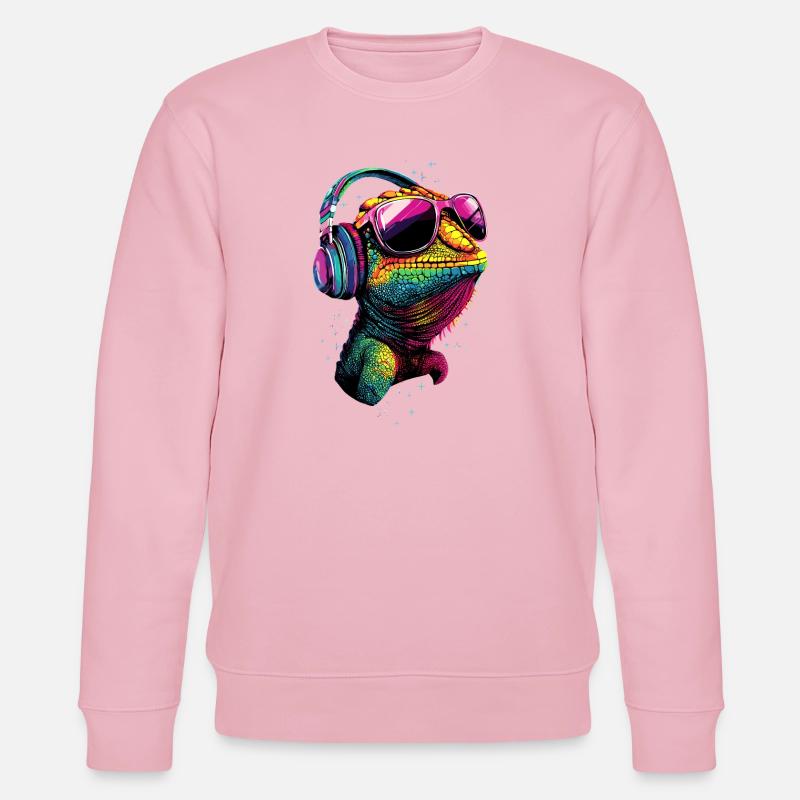 Chameleon Lizard Reptile Chameleon Iguana Lizard - Stanley/Stella CHANGER Unisex Organic Sweatshirt - cotton pink