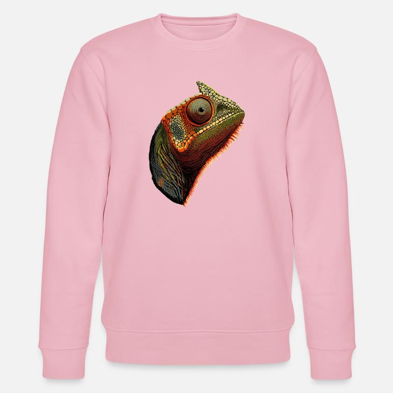 Chameleon Lizard Reptile Chameleon Iguana Lizard - Stanley/Stella CHANGER Unisex Organic Sweatshirt - cotton pink