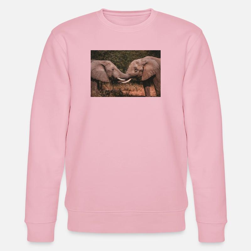 Elephants Intertwining Trunks  - Stanley/Stella CHANGER Unisex Organic Sweatshirt - cotton pink