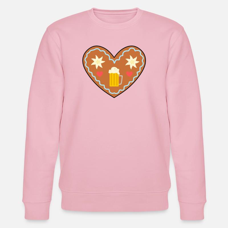 Lebkuchenherz mit Bier und Blumen - Stanley/Stella Unisex Bio-Sweatshirt CHANGER  - Hellrosa