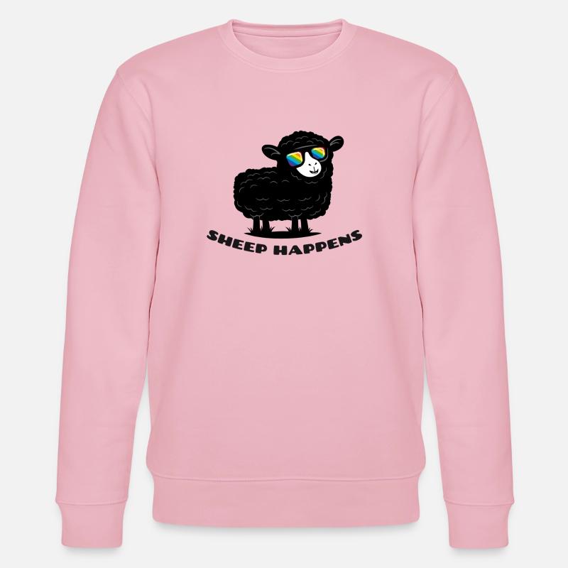 Lustiges Schaf mit Regenbogen-Sonnenbrille - Stanley/Stella Unisex Bio-Sweatshirt CHANGER  - Hellrosa