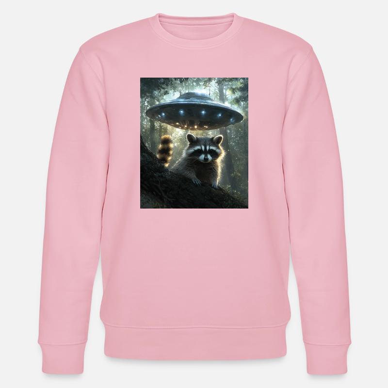 Waschbär Selfie mit UFO - Stanley/Stella Unisex Bio-Sweatshirt CHANGER  - Hellrosa