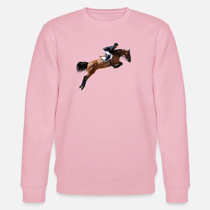 Dynamischer Springreiter im Galopp - Stanley/Stella Unisex Bio-Sweatshirt CHANGER  - Hellrosa