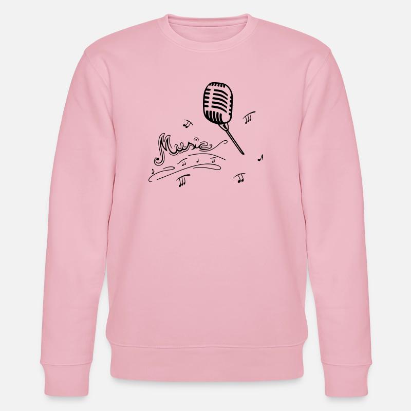 Retro Mikrofon mit Musiknoten - Stanley/Stella Unisex Bio-Sweatshirt CHANGER  - Hellrosa