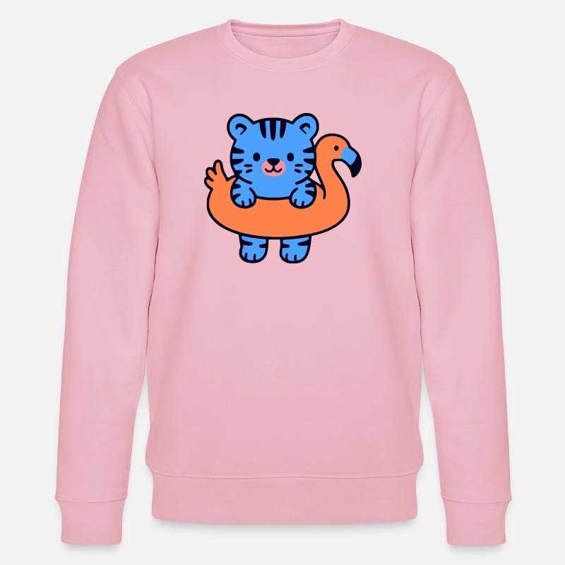 Kleiner schwebender blauer Tiger - Stanley/Stella Unisex Bio-Sweatshirt CHANGER  - Hellrosa