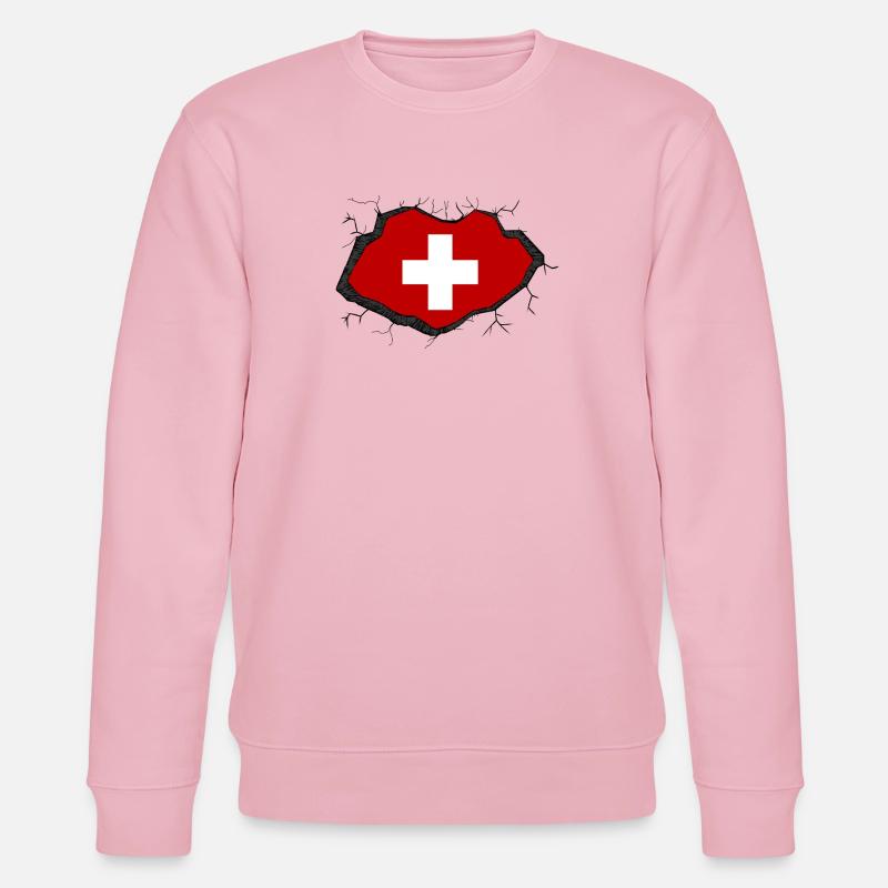 Drapeau suisse - Sweat bio CHANGER Stanley/Stella Unisexe - rose pâle