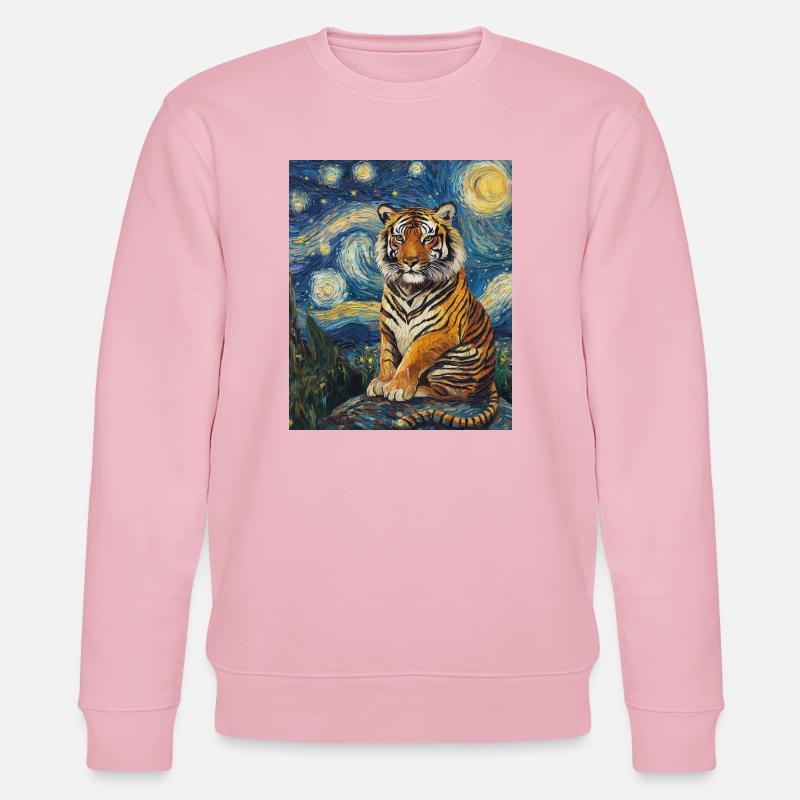 Tiger Van Gogh Style Starry Night - Stanley/Stella Unisex Bio-Sweatshirt CHANGER  - Hellrosa