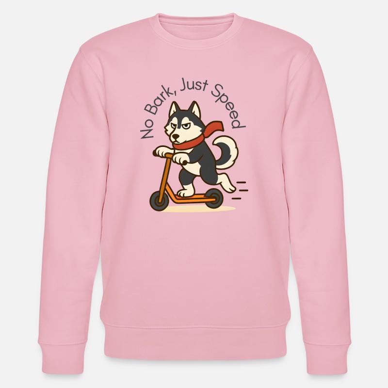 Sassy Husky auf Scooter Art - Stanley/Stella Unisex Bio-Sweatshirt CHANGER - Hellrosa