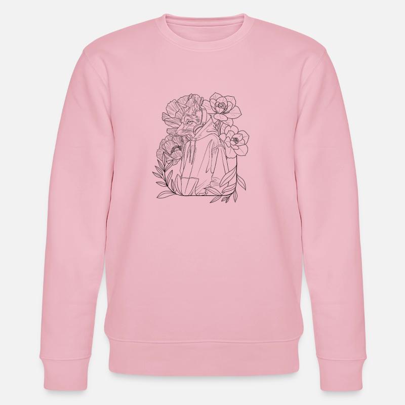Fuchs Lineart mit Blumen - Stanley/Stella Unisex Bio-Sweatshirt CHANGER  - Hellrosa