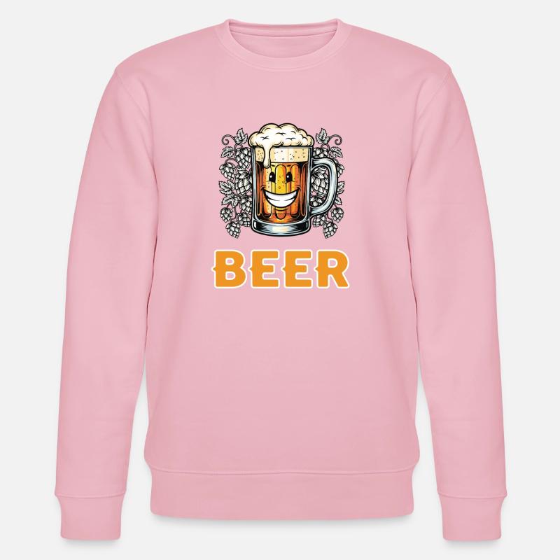 Fröhliches Bierglas mit Lachen - Stanley/Stella Unisex Bio-Sweatshirt CHANGER - Hellrosa