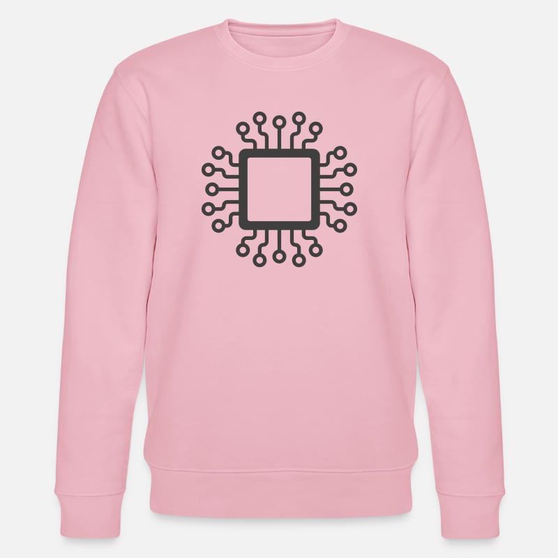 Microchip Circuit Icon Logo - Stanley/Stella CHANGER Unisex Organic Sweatshirt - cotton pink