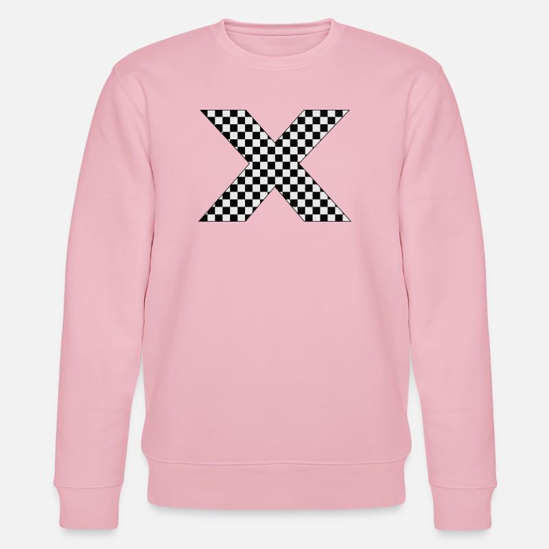 X Schachbrett-Muster in Schwarz-Weiß - Stanley/Stella Unisex Bio-Sweatshirt CHANGER  - Hellrosa