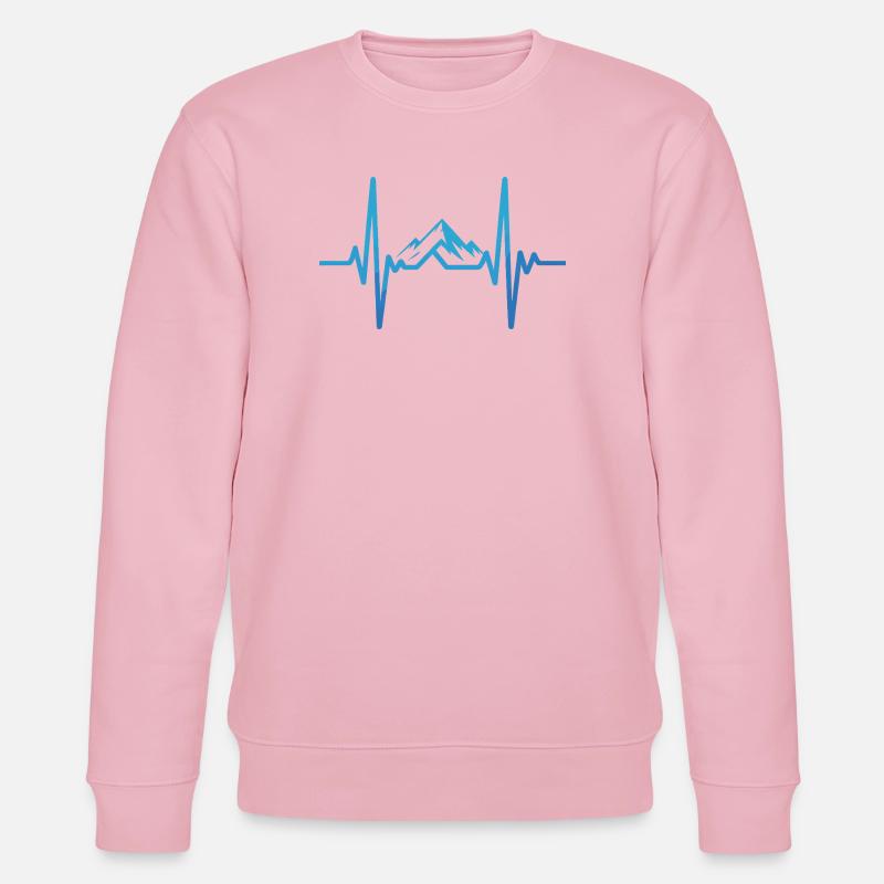 Herzschlag mit Berglandschaft - Stanley/Stella Unisex Bio-Sweatshirt CHANGER  - Hellrosa