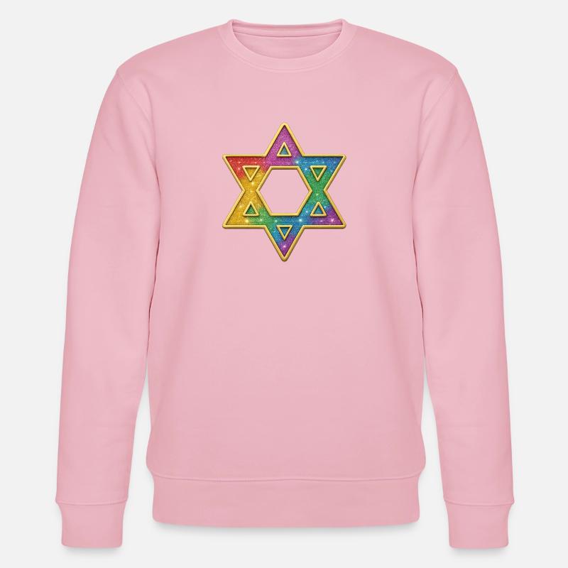 Davidstern | Regenbogen Glitzer Davidstern - Stanley/Stella Unisex Bio-Sweatshirt CHANGER  - Hellrosa