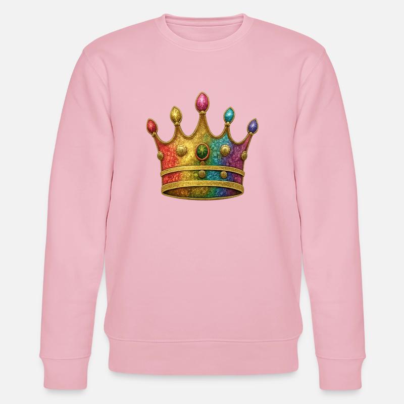 Motif de couronne royale arc-en-ciel vibrant - Sweat bio CHANGER Stanley/Stella Unisexe - rose pâle