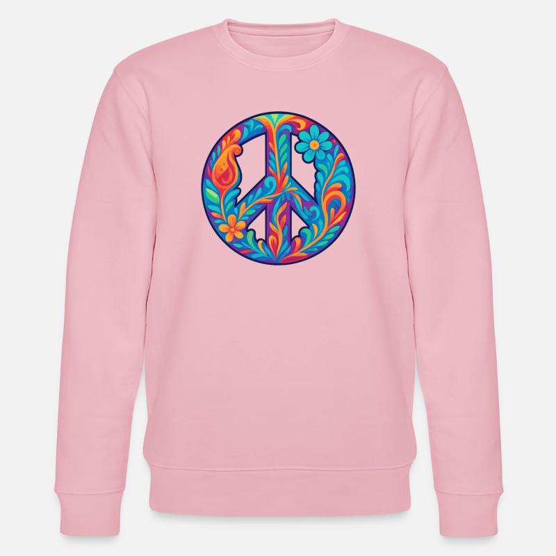 Blumenmuster Friedenssymbol Design - Stanley/Stella Unisex Bio-Sweatshirt CHANGER  - Hellrosa