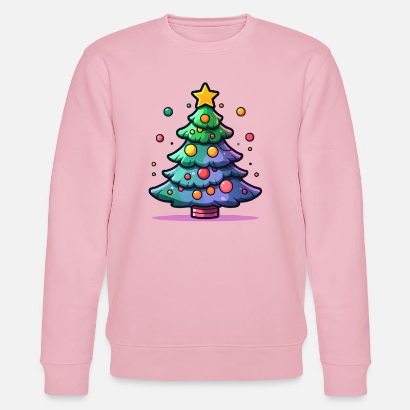 Festlicher Weihnachtsbaum mit buntem Schmuck - Stanley/Stella Unisex Bio-Sweatshirt CHANGER  - Hellrosa