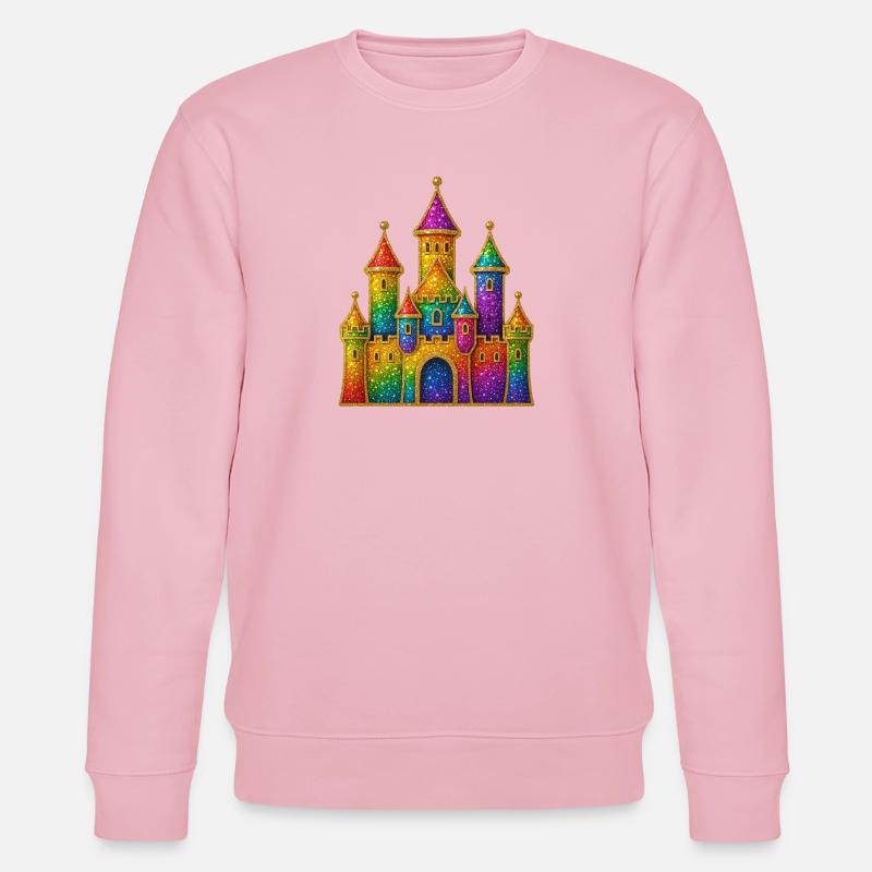 Regenbogen-Glitzer-Schloss-Design - Stanley/Stella Unisex Bio-Sweatshirt CHANGER  - Hellrosa