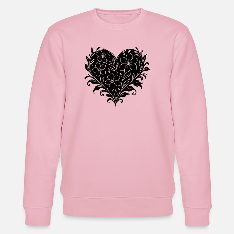 Plakatives Blumenherz, Blumenmuster mit Herz - Stanley/Stella Unisex Bio-Sweatshirt CHANGER  - Hellrosa