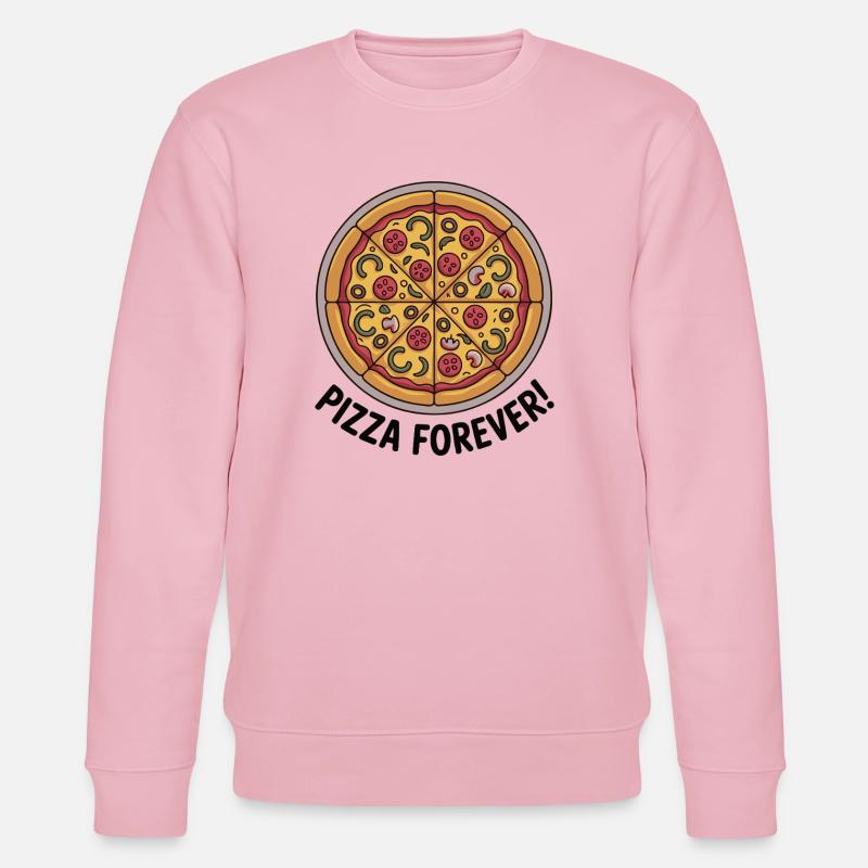 Retro Pepperoni Pizza Slice Muster - Stanley/Stella Unisex Bio-Sweatshirt CHANGER  - Hellrosa
