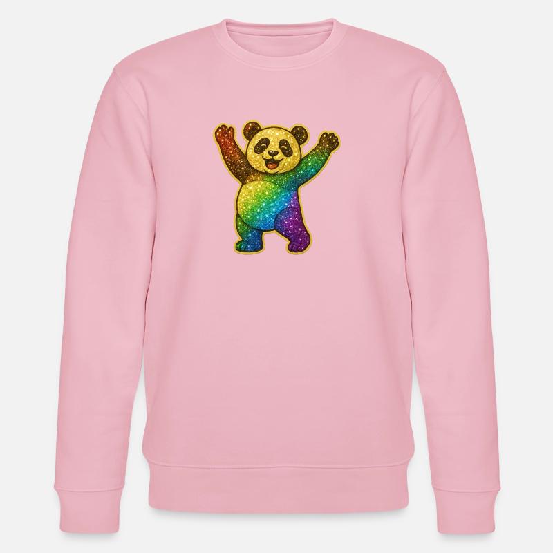 Glitzernder Regenbogen Panda - Stanley/Stella Unisex Bio-Sweatshirt CHANGER  - Hellrosa