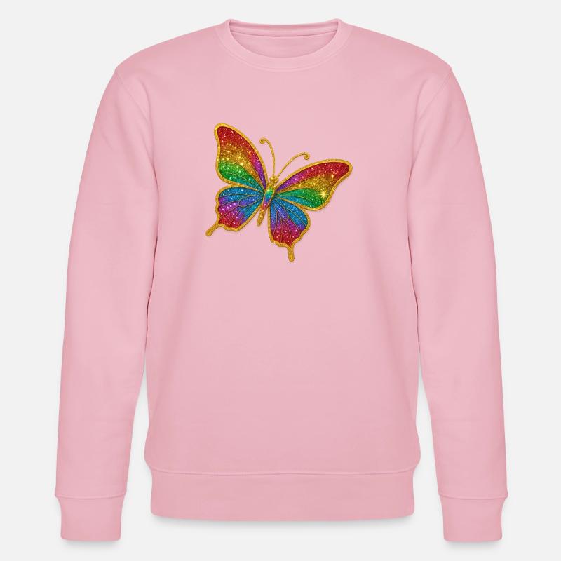 Farbiger Glitzer-Schmetterling - Stanley/Stella Unisex Bio-Sweatshirt CHANGER  - Hellrosa