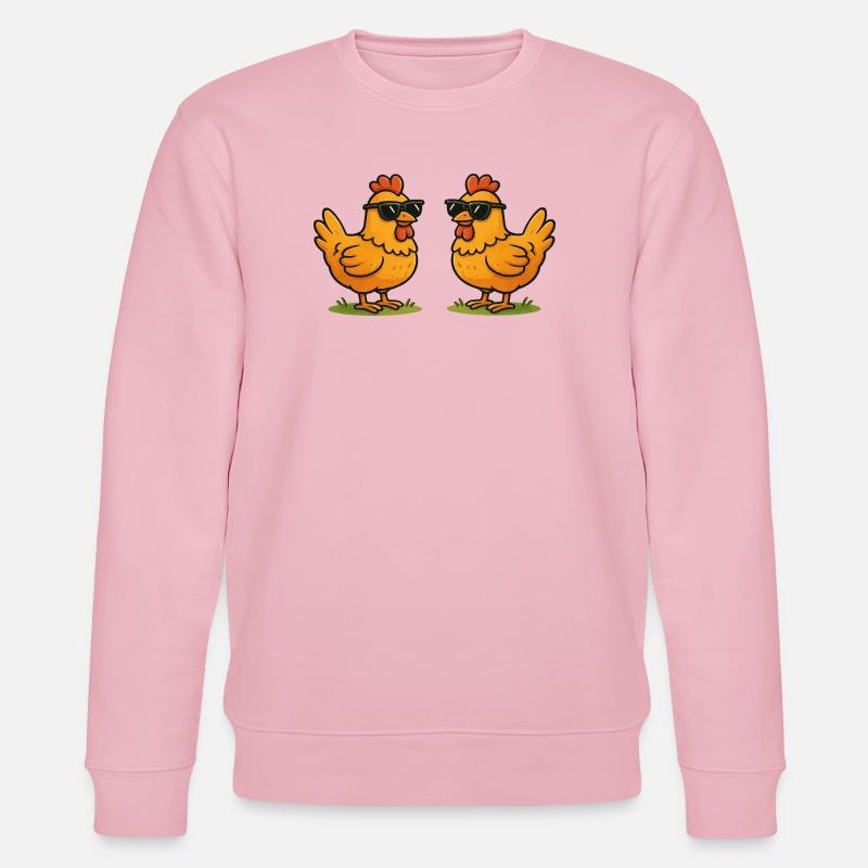 Hühner mit Sonnenbrillen - Stanley/Stella Unisex Bio-Sweatshirt CHANGER  - Hellrosa