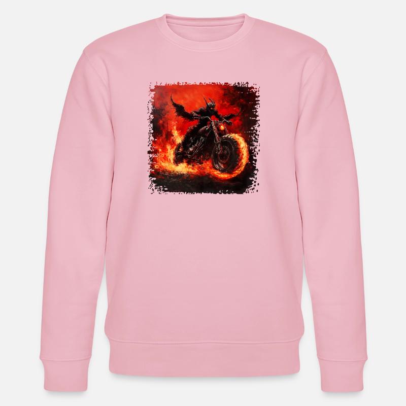 Dämonischer Motorradfahrer in Flammen - Stanley/Stella Unisex Bio-Sweatshirt CHANGER  - Hellrosa