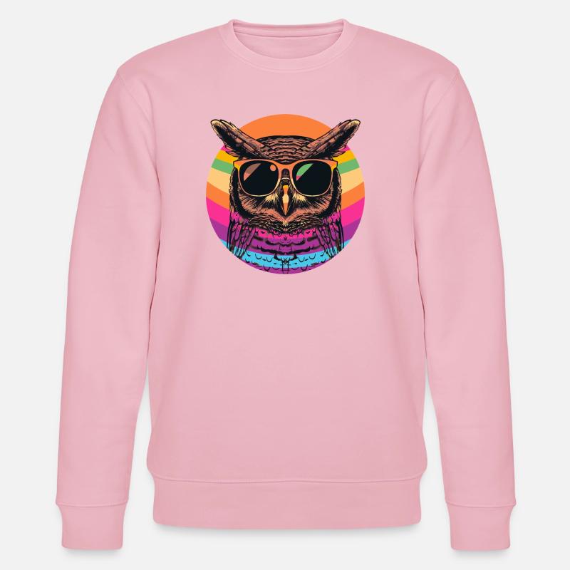 Bunte Retro Eule mit Sonnenbrille - Stanley/Stella Unisex Bio-Sweatshirt CHANGER  - Hellrosa