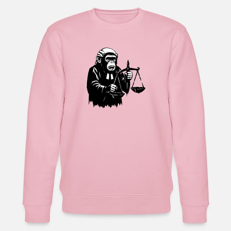 Monkey judge pulls scales down - Stanley/Stella CHANGER Unisex Organic Sweatshirt - cotton pink