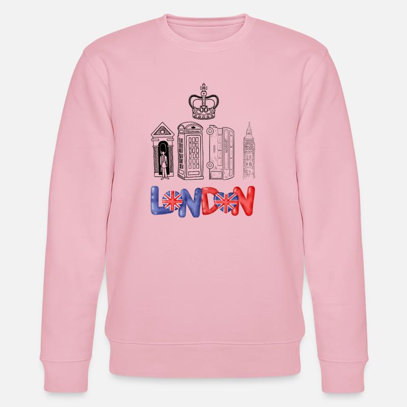 London-Flaggen-Design mit Herzmotiv - Stanley/Stella Unisex Bio-Sweatshirt CHANGER  - Hellrosa