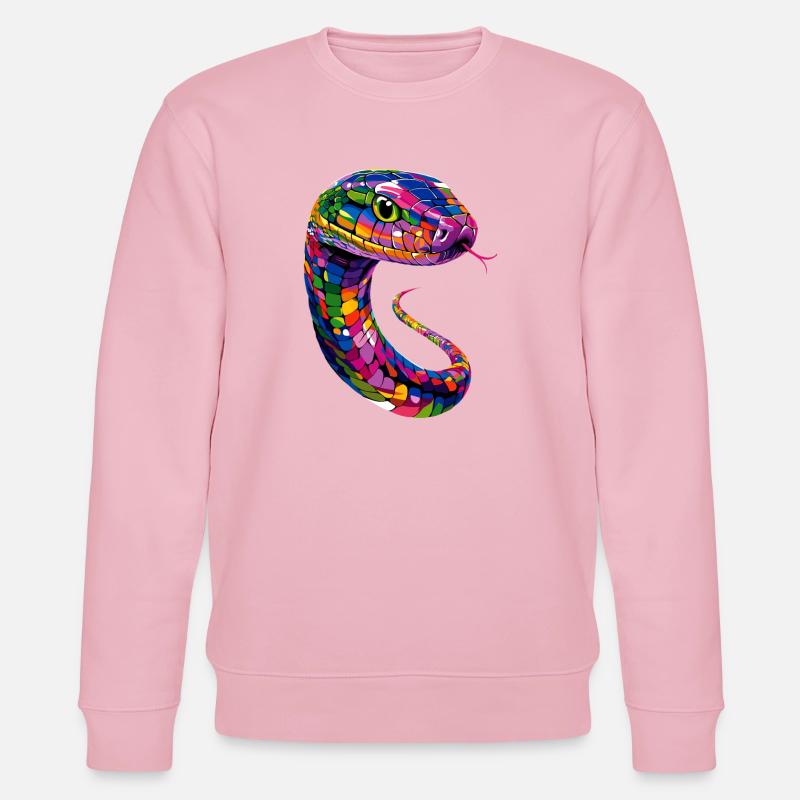 Schlange Python Kobra Klapperschlange Schlangen - Stanley/Stella Unisex Bio-Sweatshirt CHANGER  - Hellrosa