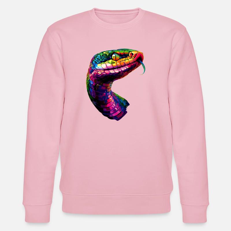 Schlange Python Kobra Klapperschlange Schlangen - Stanley/Stella Unisex Bio-Sweatshirt CHANGER  - Hellrosa