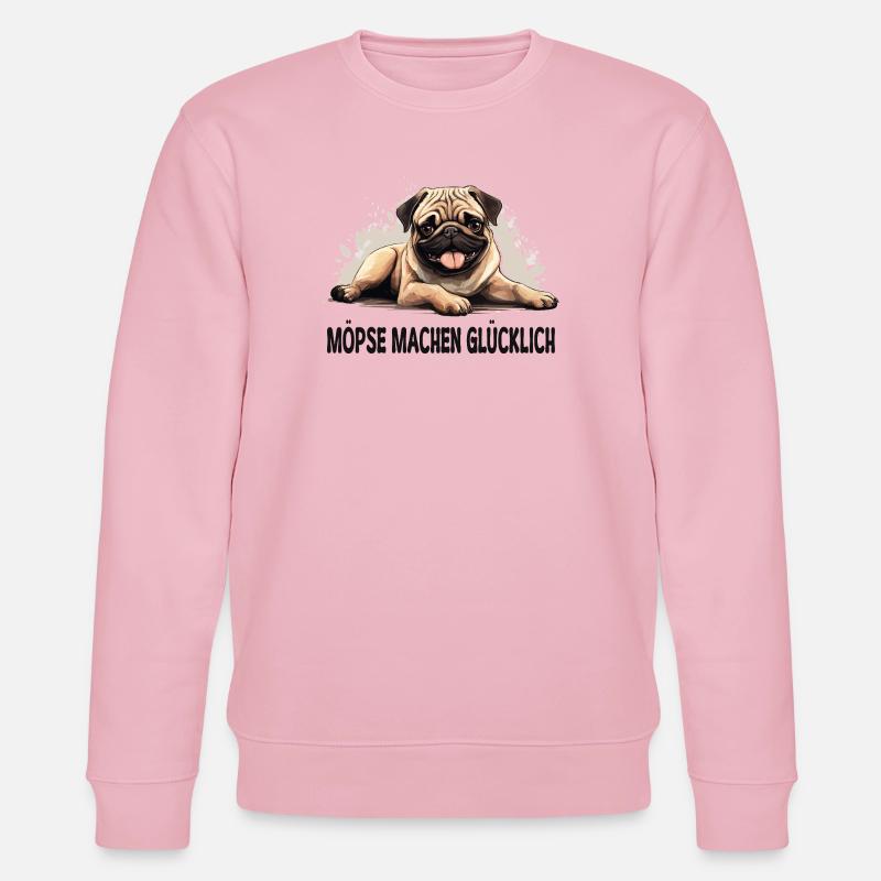Möpse machen glücklich – Mops Fun Shirt - Stanley/Stella Unisex Bio-Sweatshirt CHANGER  - Hellrosa