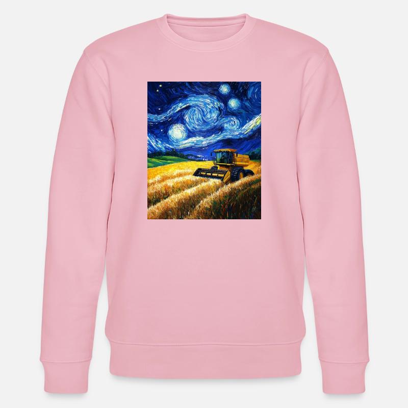 moissonneuse-batteuse fermier style van gogh étoilé - Sweat bio CHANGER Stanley/Stella Unisexe - rose pâle