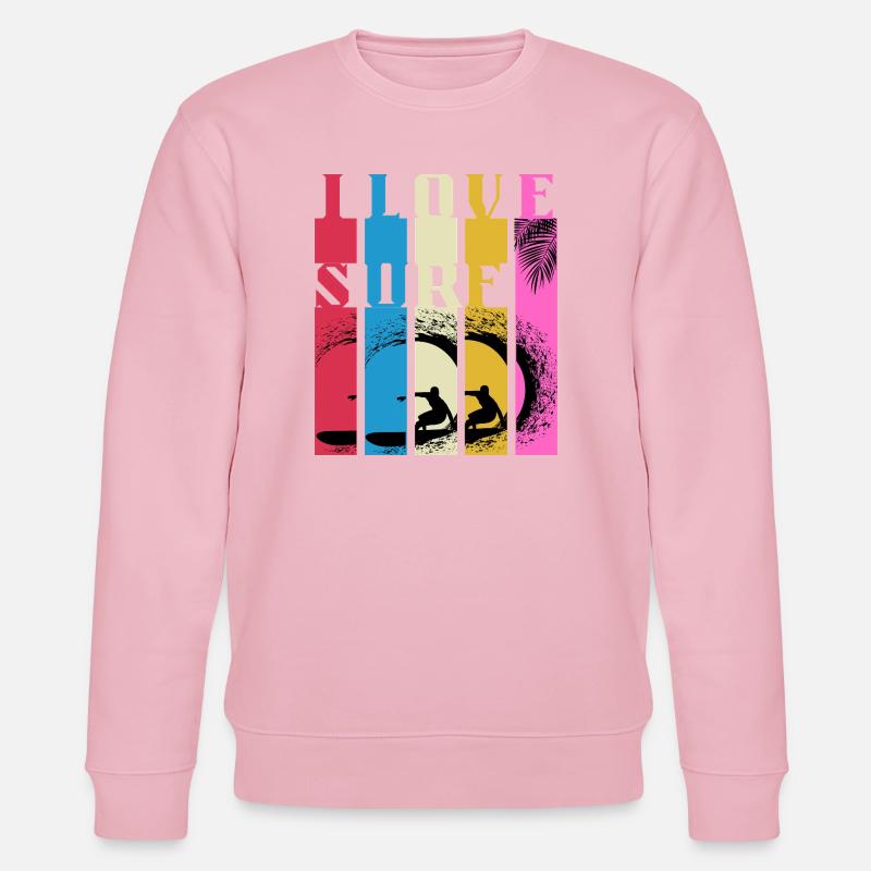 Vagues de Surf Multicolores - Sweat bio CHANGER Stanley/Stella Unisexe - rose pâle