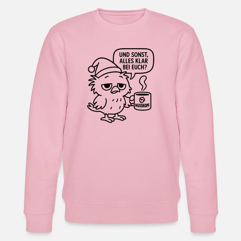 Morgenmuffel Vogel_mit_Kaffeetasse_und_Sprechblase - Stanley/Stella Unisex Bio-Sweatshirt CHANGER - Hellrosa