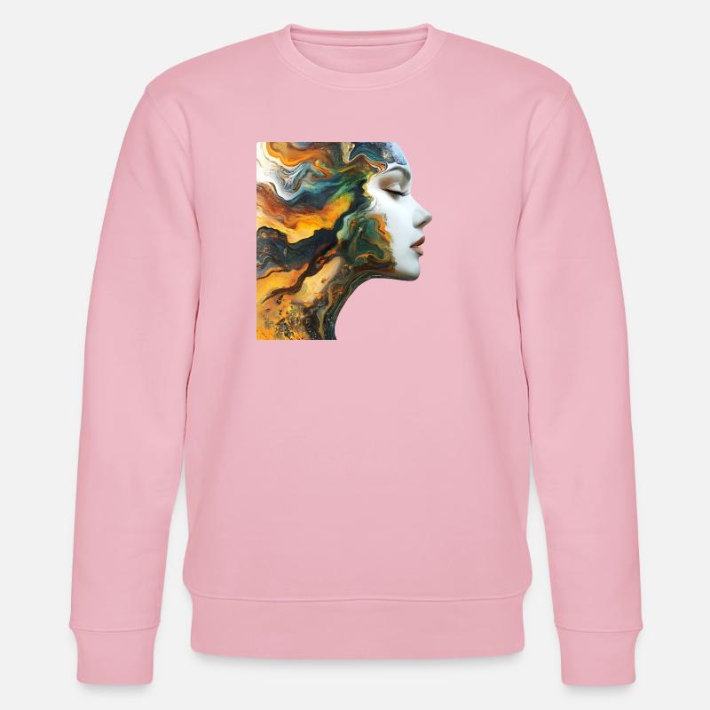 Farbenfrohe Gesichts-Kunst Illustration - Stanley/Stella Unisex Bio-Sweatshirt CHANGER  - Hellrosa