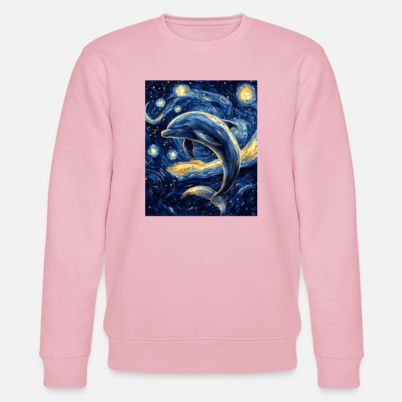 Delfin Van Gogh Style Starry  - Stanley/Stella Unisex Bio-Sweatshirt CHANGER  - Hellrosa