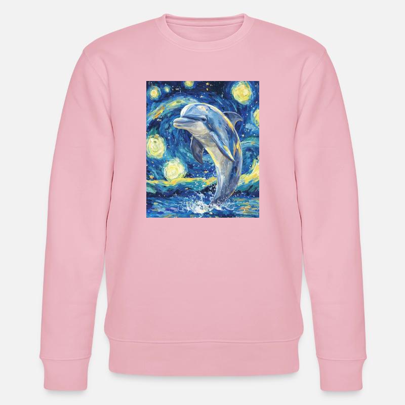 Delfin Van Gogh Style Starry  - Stanley/Stella Unisex Bio-Sweatshirt CHANGER  - Hellrosa