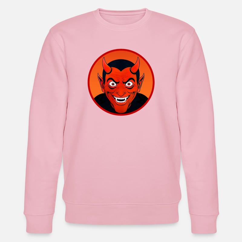 Dämonischer Teufelskopf mit Horn - Stanley/Stella Unisex Bio-Sweatshirt CHANGER  - Hellrosa