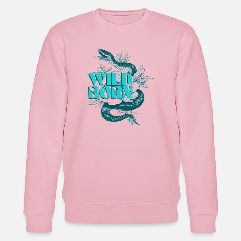 Wild Born Snake Botanisches Design - Stanley/Stella Unisex Bio-Sweatshirt CHANGER  - Hellrosa